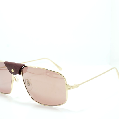 • CARTIER CT0193S 003 Gold Burgundy Rose – France Designer Sunglasses