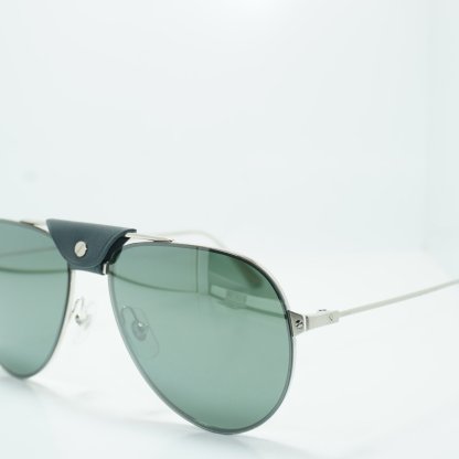 • CARTIER CT0166S 004 Santos Aviator Silver Green – France Designer Sunglasses